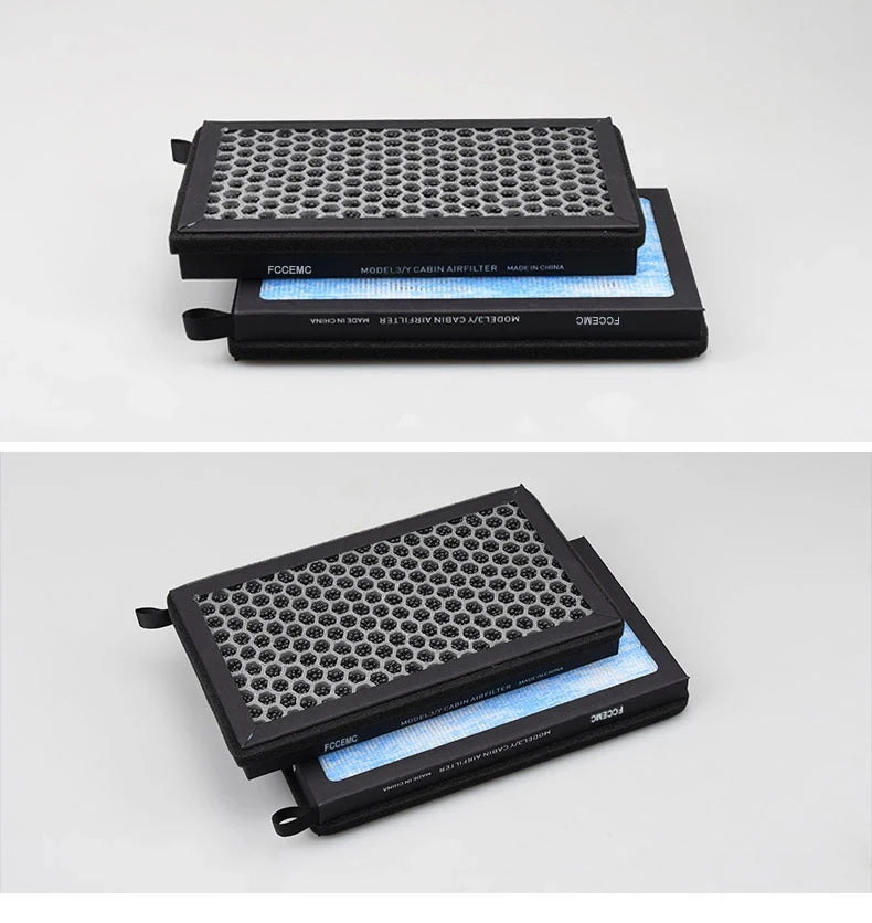 2 Stück HEPA N98 Aktivkohle PM2.5 Luftreinigerfilter Ersatzkit für Tesla Model 3 Model Y Autozubehör