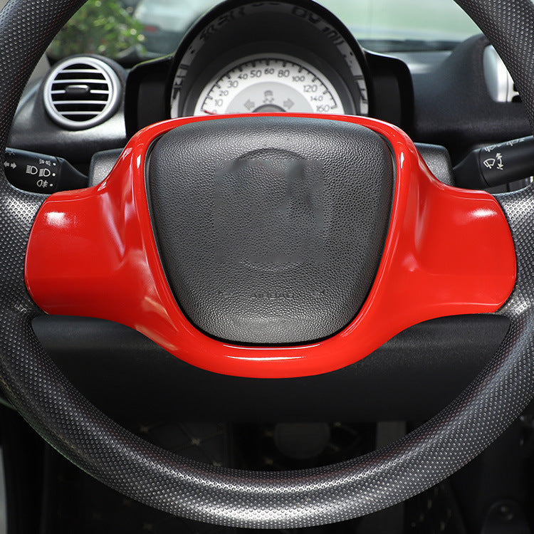 Lenkrad Dekorrahmen für Mercedes Smart Fortwo 450 (2009–2015) – ABS Carbon Look & Sport Rot, Sportliches Styling