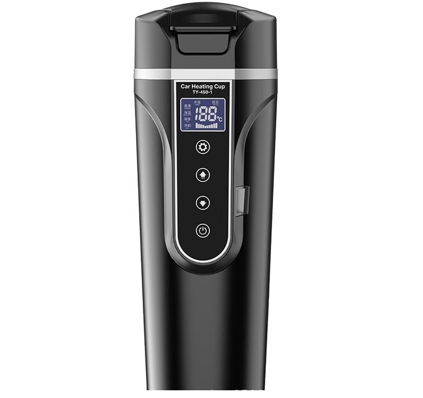 Elektrischer Auto-Heizbecher 12V/24V – Intelligenter Wasserkocher & Thermobecher für Auto, Lkw & Wohnmobil | Großes Fassungsvermögen, Schnellaufheizung, Warmhaltefunktion