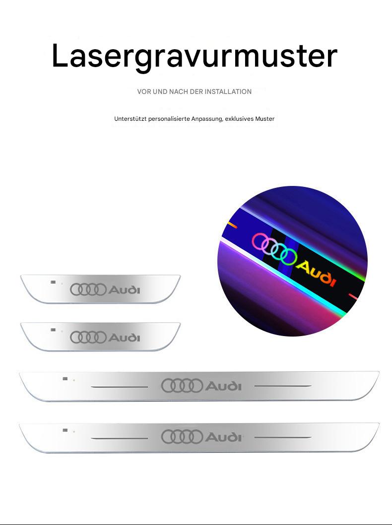 LED Einstiegsleisten Türschwellerbeleuchtung passend für Audi A6L A4L A3L A5 A7 A8 Q5L Q7 Q3 Q2L – Bunte Ambientebeleuchtung & Schutzleisten