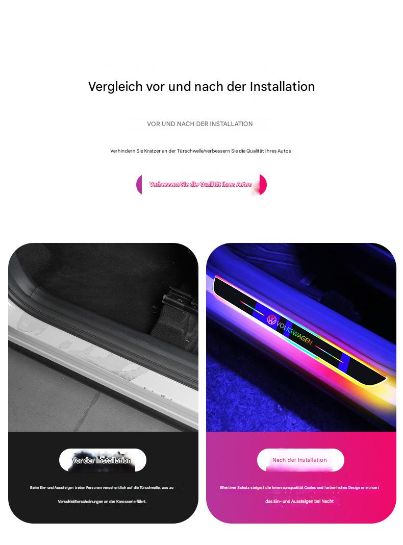 LED Einstiegsleisten Türschwellerbeleuchtung passend für VW Lavida Sagitar Magotan Passat Tiguan L – Universale Schutzleisten mit bunter Ambientebeleuchtung