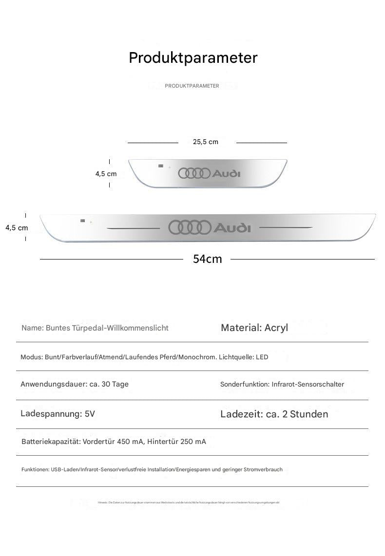 LED Einstiegsleisten Türschwellerbeleuchtung passend für Audi A6L A4L A3L A5 A7 A8 Q5L Q7 Q3 Q2L – Bunte Ambientebeleuchtung & Schutzleisten