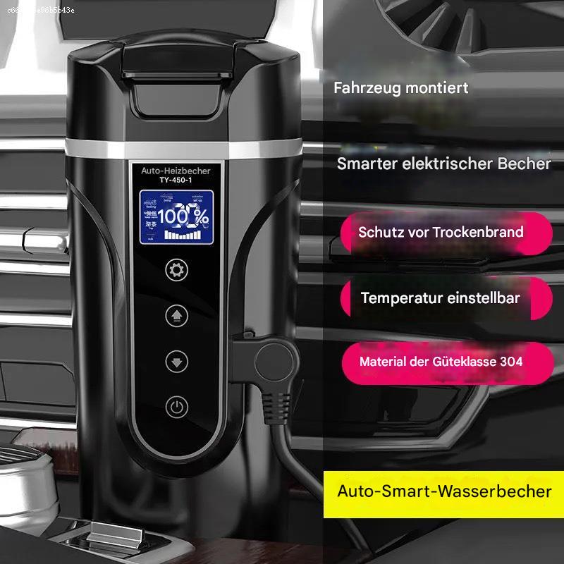 Elektrischer Auto-Heizbecher 12V/24V – Intelligenter Wasserkocher & Thermobecher für Auto, Lkw & Wohnmobil | Großes Fassungsvermögen, Schnellaufheizung, Warmhaltefunktion