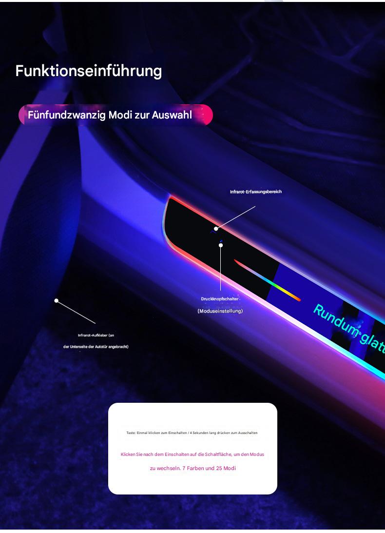 LED Einstiegsleisten Türschwellerbeleuchtung passend für Audi A6L A4L A3L A5 A7 A8 Q5L Q7 Q3 Q2L – Bunte Ambientebeleuchtung & Schutzleisten