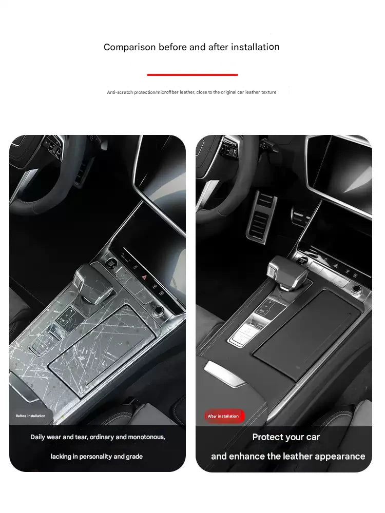 Leder Mittelkonsole Abdeckung für Audi A6L/A7 – Schaltknauf Blende & Schutzrahmen Innenraum Dekor