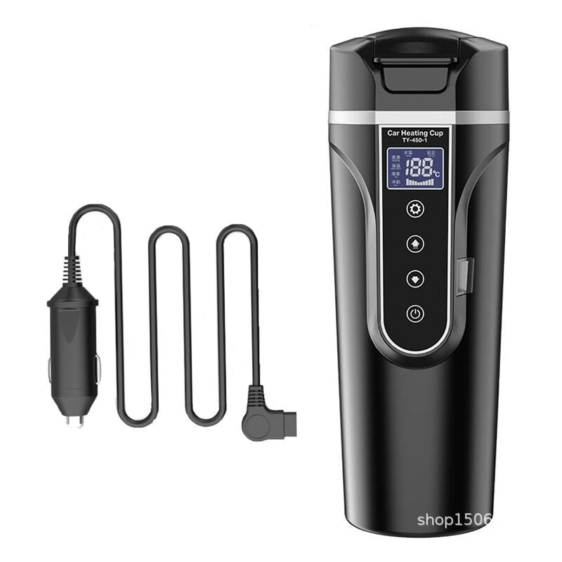 Elektrischer Auto-Heizbecher 12V/24V – Intelligenter Wasserkocher & Thermobecher für Auto, Lkw & Wohnmobil | Großes Fassungsvermögen, Schnellaufheizung, Warmhaltefunktion