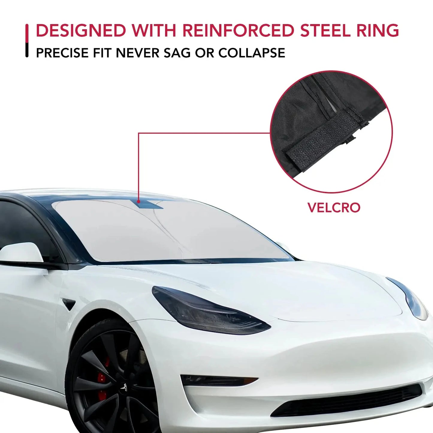 Für Tesla Windschutzscheiben-Sonnenschutz, faltbare Frontscheibenabdeckung, Hitzeschutzblende für Model Y, Model 3, 2024 Zubehör