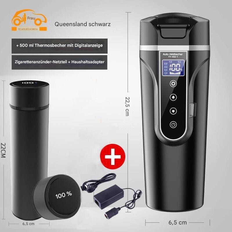 Elektrischer Auto-Heizbecher 12V/24V – Intelligenter Wasserkocher & Thermobecher für Auto, Lkw & Wohnmobil | Großes Fassungsvermögen, Schnellaufheizung, Warmhaltefunktion