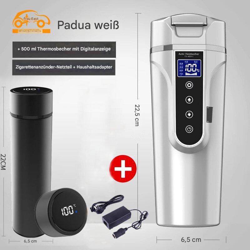 Elektrischer Auto-Heizbecher 12V/24V – Intelligenter Wasserkocher & Thermobecher für Auto, Lkw & Wohnmobil | Großes Fassungsvermögen, Schnellaufheizung, Warmhaltefunktion