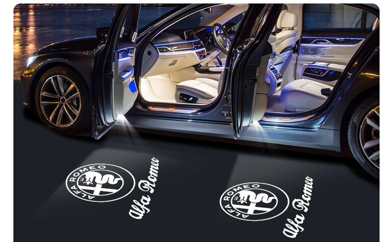 LED Türbeleuchtung für Alfa Romeo Giulia & Stelvio – Türprojektor Logo Licht, Willkommenslicht, Ambientebeleuchtung Tuning Zubehör