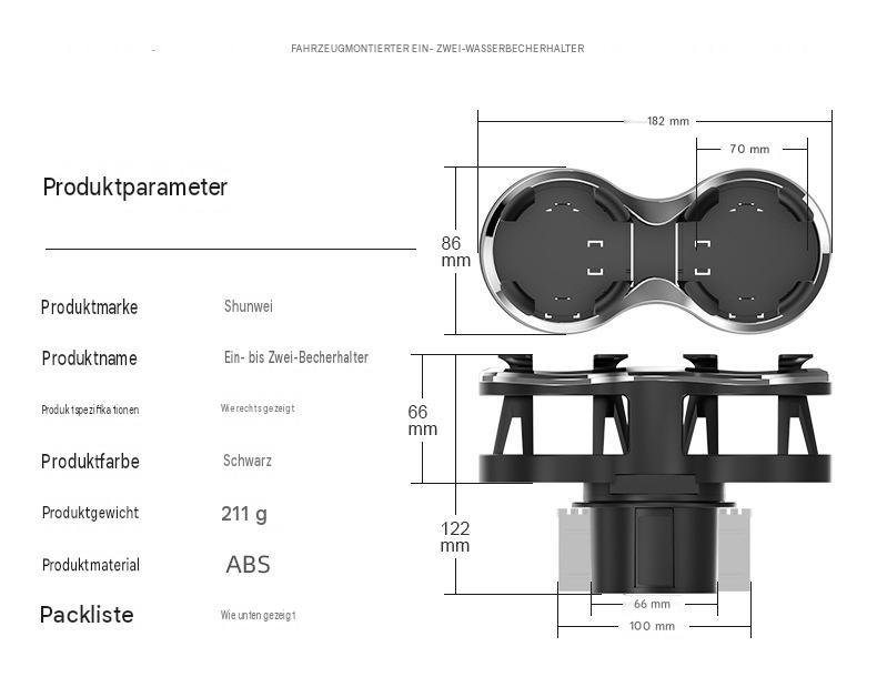 Doppel Becherhalter Auto Verstellbar | Original Getränkehalter Einsatz ABS