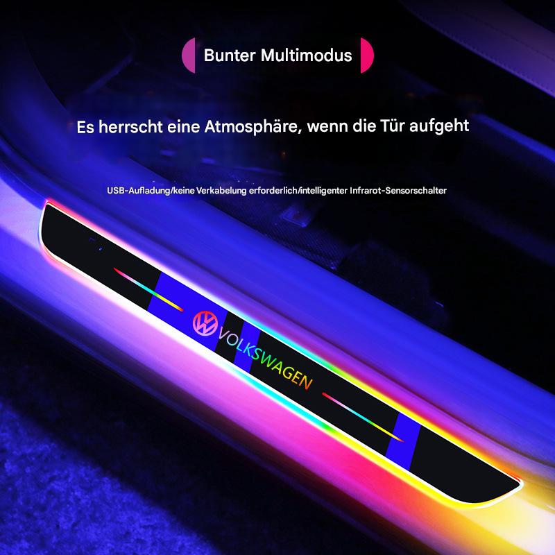 LED Einstiegsleisten Türschwellerbeleuchtung passend für VW Lavida Sagitar Magotan Passat Tiguan L – Universale Schutzleisten mit bunter Ambientebeleuchtung