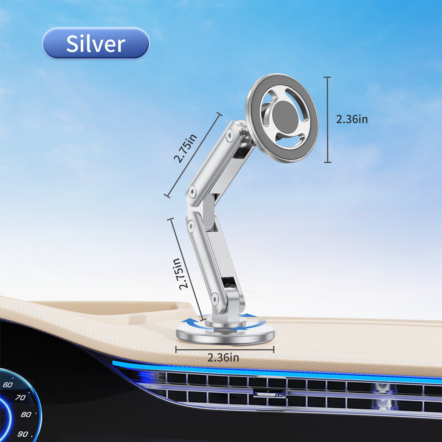 Magsafe Auto Handyhalterung 2025 – Magnetisch, drehbar & faltbar, aus Aluminium, selbstklebende Montage