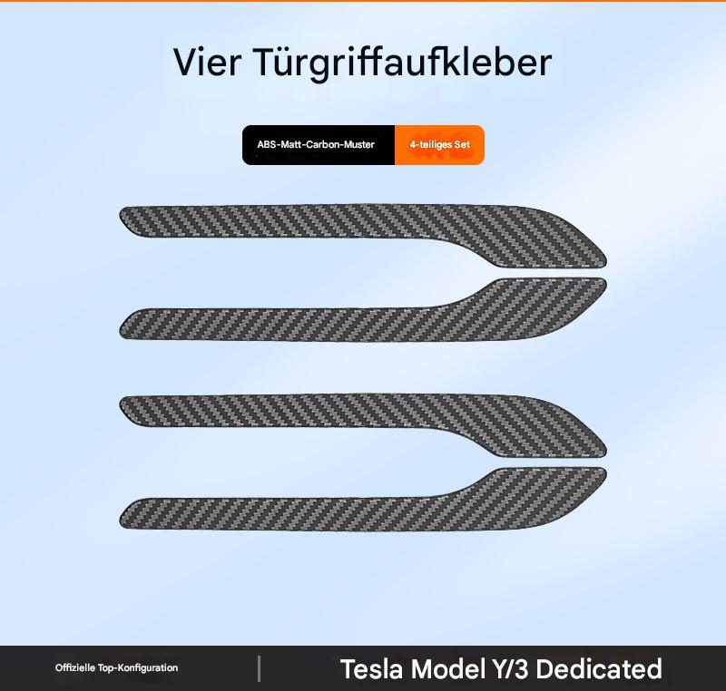 Tesla Model 3 / Y Türgriff Blenden – Echt Carbon Optik, Dekorleisten & Schutz Cover für neue Generation