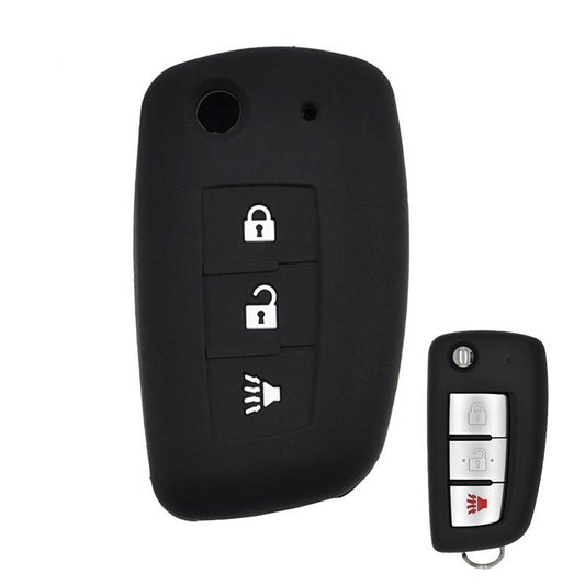 Nissan X-Trail T32 Silikon Auto Schlüssel Schutz Hülle Etui Schwarz
