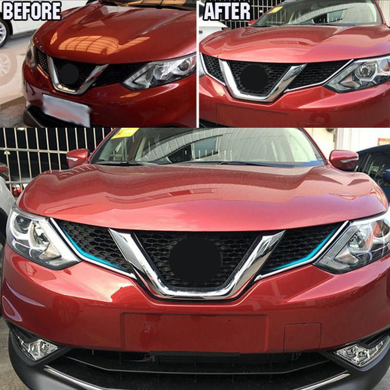 Nissan Qashqai J11 Chrom Kühlergrill Gitter Niere Streifen Abdeckung Leiste