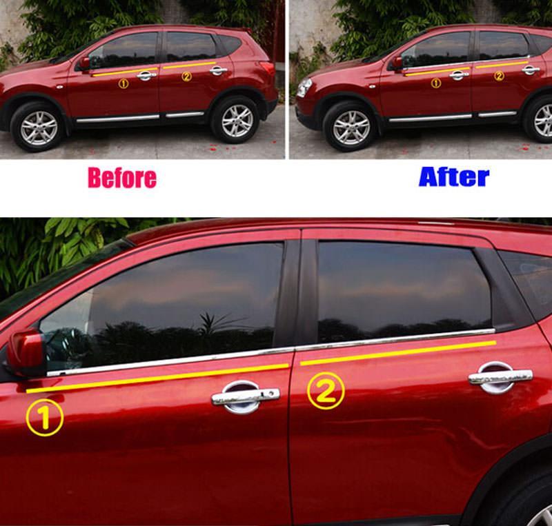 Nissan Qashqai J10 Chrom Tür Fenster Leisten Abdeckung