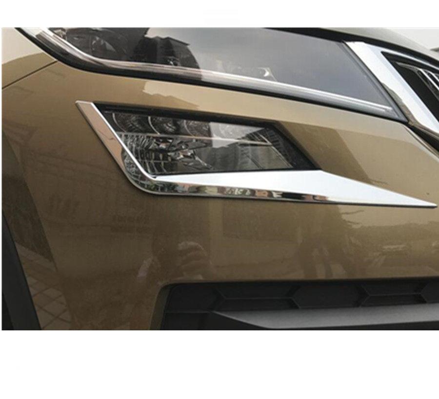 Skoda Kodiaq Chrom Nebelscheinwerfer Licht Abdeckung Augenbraue Vorne