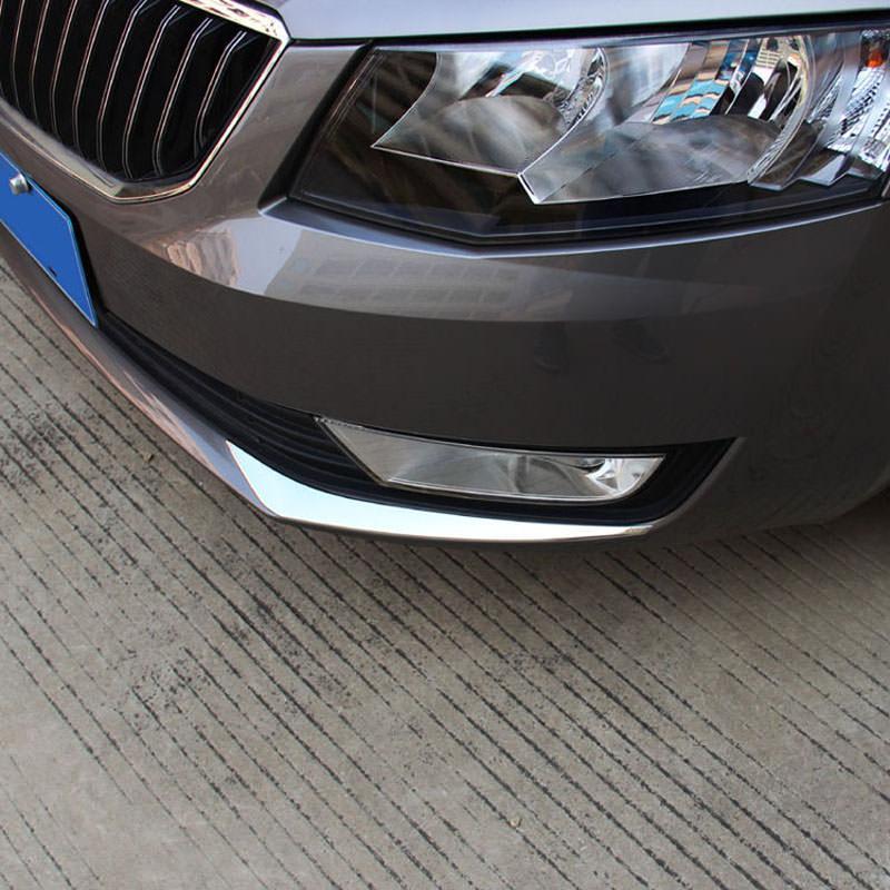 Skoda Octavia A7 Chrom Nebelscheinwerfer Licht Abdeckung Leiste Vorne
