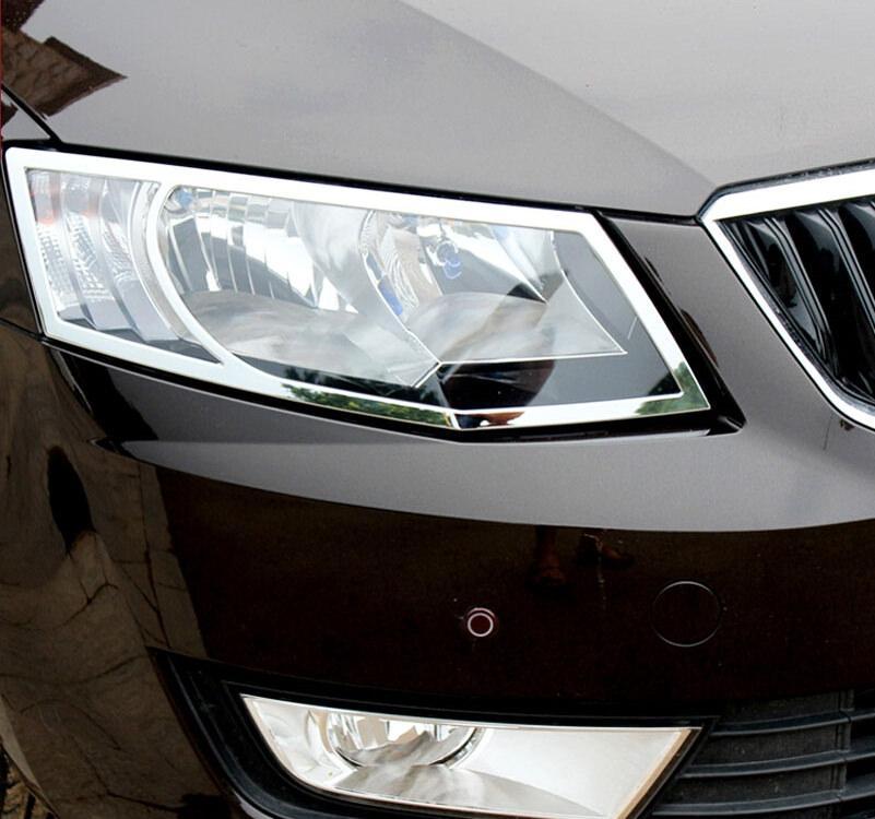 Skoda Octavia A7 Chrom Scheinwerfer Leuchte Vorderes Licht Abdeckung