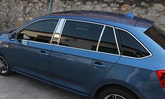 Skoda Rapid (Fließheck) Edelstahl Zierleiste Zierstab Chromleiste A B C Säule Abdeckung