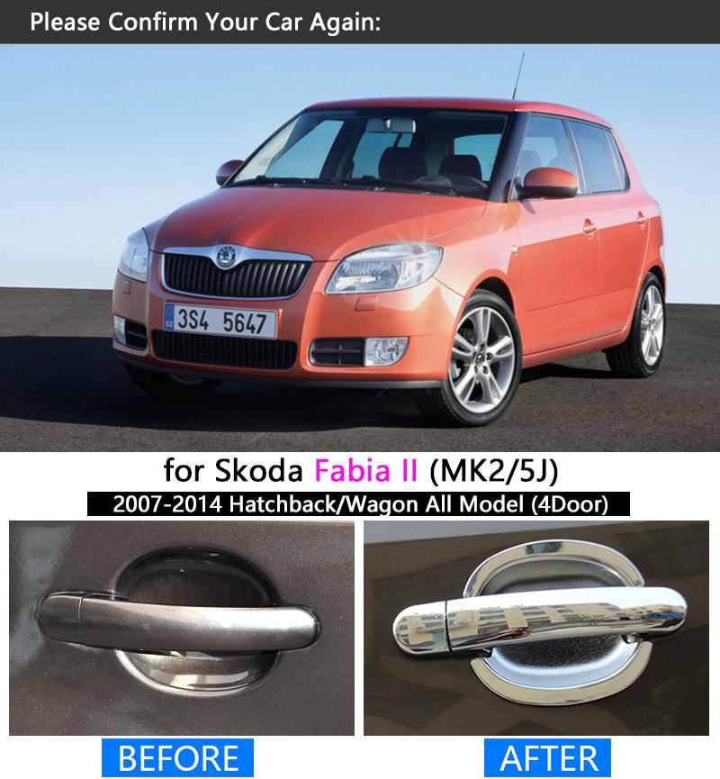 Skoda Fabia 2 Chrom Außen Türgriff Mulden Tür Kappen Abdeckung