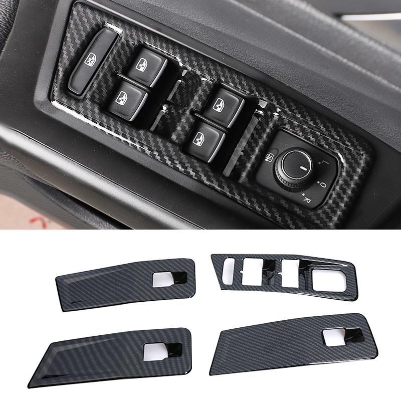 VW T-Roc MQB Chrom Carbon Fenster Heber Schalter Taster Abdeckung Rahmen