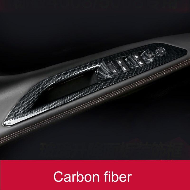Peugeot 3008 II / 5008 II Chrom Carbon Fenster Heber Schalter Taster Abdeckung Rahmen