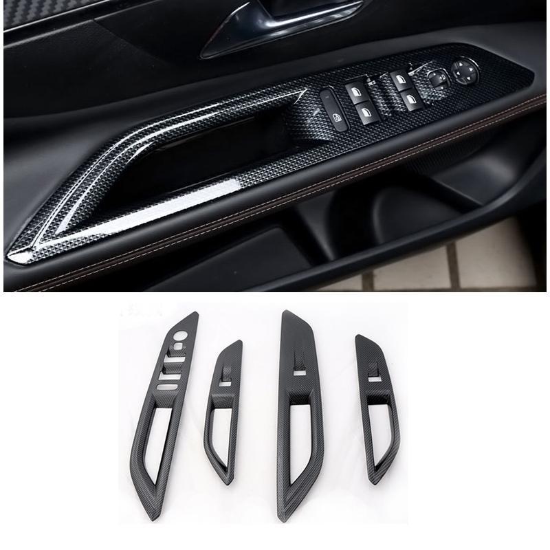 Peugeot 3008 II / 5008 II Chrom Carbon Fenster Heber Schalter Taster Abdeckung Rahmen