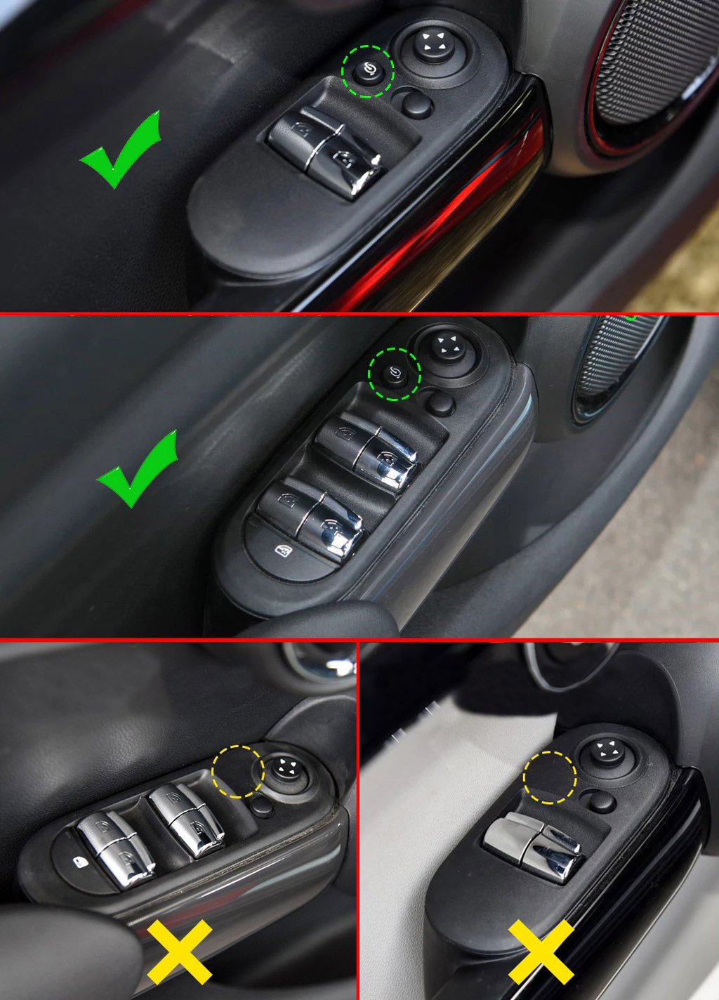 Mini Hatch Cooper Fenster Heber Schalter Taster Abdeckung Rahmen