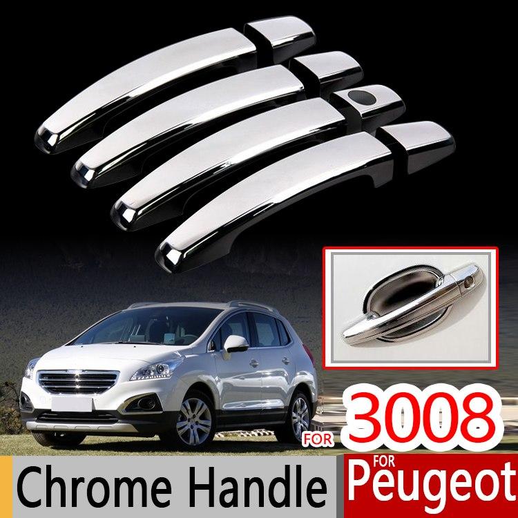 Peugeot 3008 I Chrom Außen Türgriff Tür Schalen Mulden Abdeckung