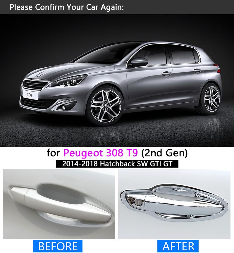 Peugeot 308 II T9 Chrom Außen Türgriff Schalen Mulden Tür Kappen Abdeckung