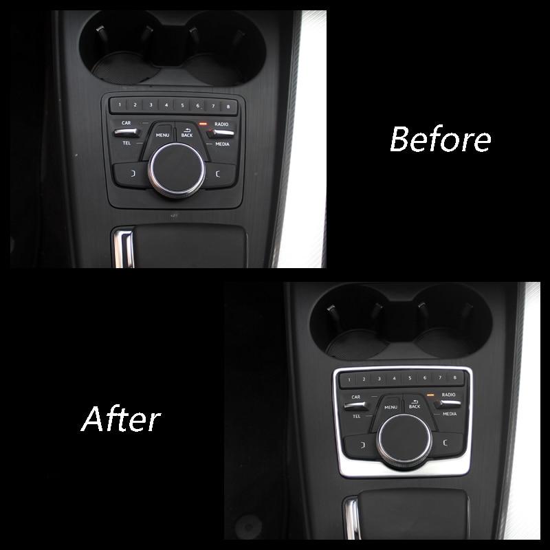 Audi A4 A5 B9 Edelstahl Mittelkonsole Menu Radio Knopf Schalter Abdeckung Rahmen