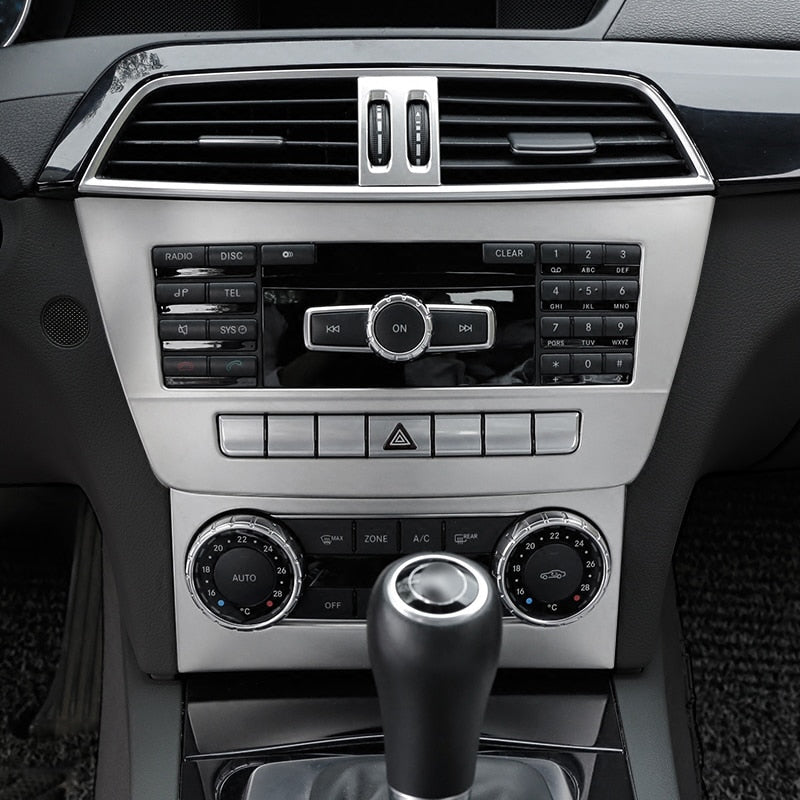 Mercedes C W204 Chrom Mittelkonsole Radio AC Steuerung Klimabedienteil Abdeckung