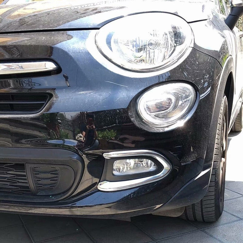 Fiat 500X I Chrom Nebelscheinwerfer Licht Abdeckung Rahmen Vorne