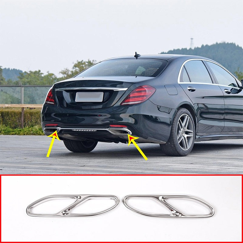 Mercedes S W222 Edelstahl Auspuff Blende Schalldämpfer Abdeckung