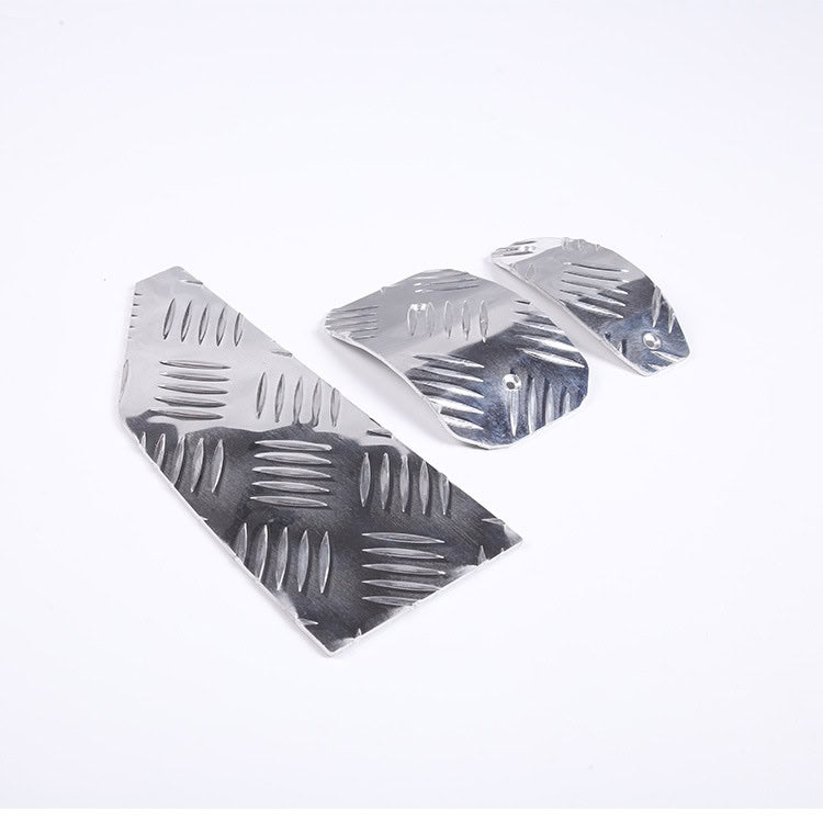 Geeignet für Fiat 500 (Baujahre 2010-2015) Gaspedal- und Bremspedalabdeckung, Aluminiumlegierung, silberfarben, 3-teiliges Set