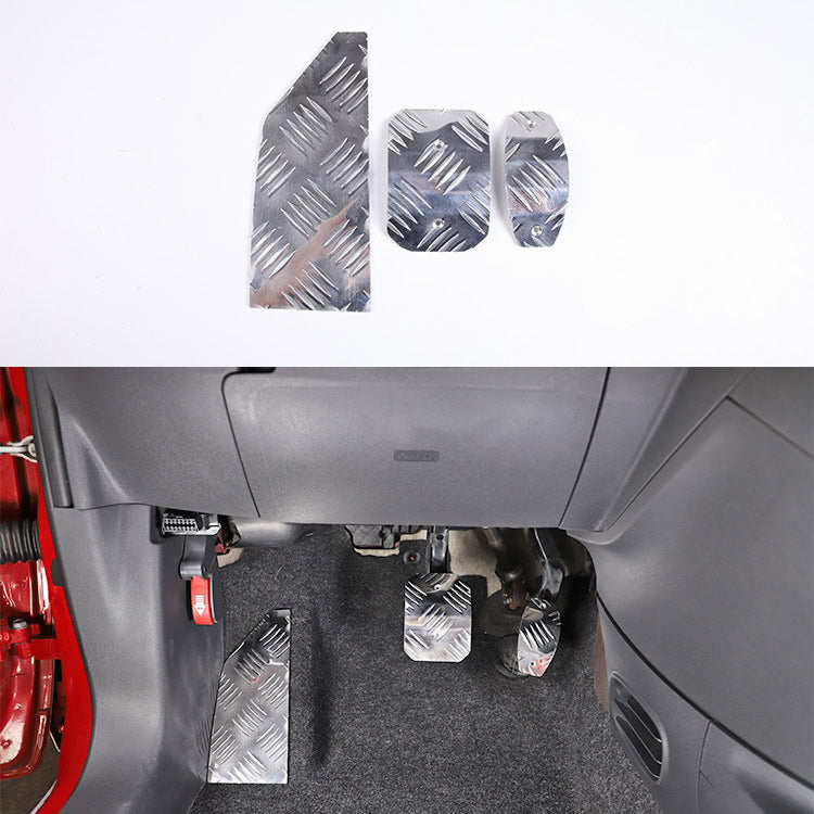 Geeignet für Fiat 500 (Baujahre 2010-2015) Gaspedal- und Bremspedalabdeckung, Aluminiumlegierung, silberfarben, 3-teiliges Set