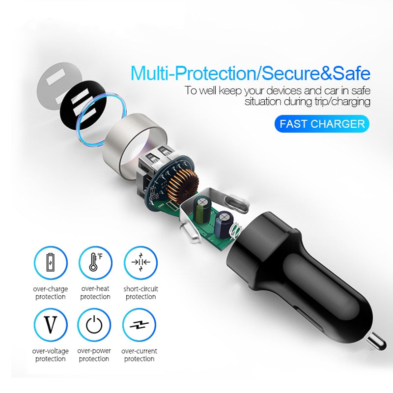 Schneller Auto Ladegerät Dual USB für Handys und Tablets