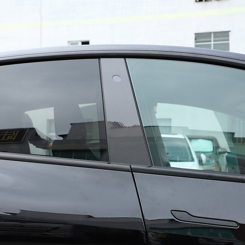 Geeignet für Tesla Model 3/Y (Baujahre 2016–2022) B-Säulen-Dekoraufkleber, 2-teiliges Set aus Carbonfaser.