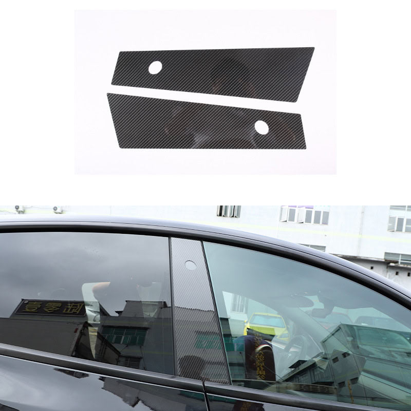 Geeignet für Tesla Model 3/Y (Baujahre 2016–2022) B-Säulen-Dekoraufkleber, 2-teiliges Set aus Carbonfaser.