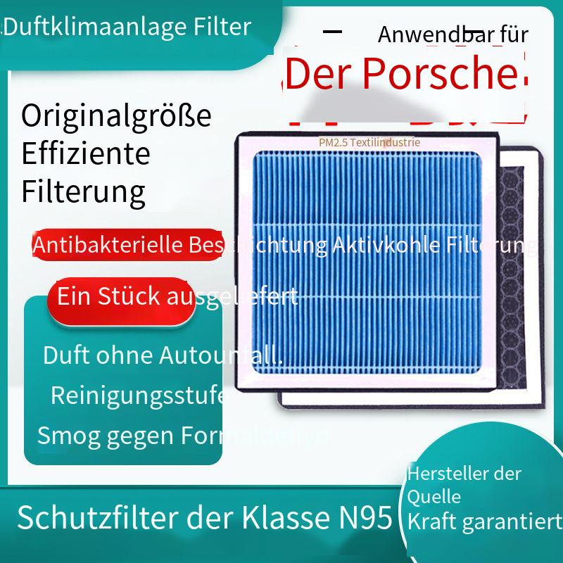 Geeignet für Porsche Duft-Klimaanlagenfilter, Aktivkohle N95-Grad, Auto-Klimaanlagenfilter, PM2.5-Filterung