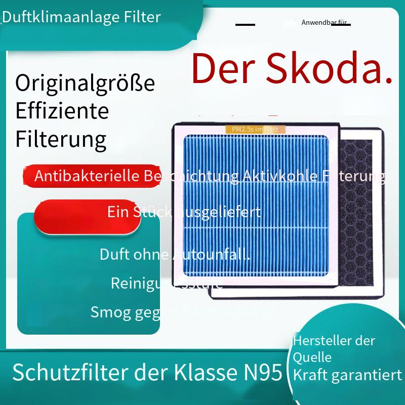 Geeignet für Škoda Duft-Klimaanlagenfilter, Aktivkohle N95-Grad, Auto-Klimaanlagenfilter, PM2.5-Filterung