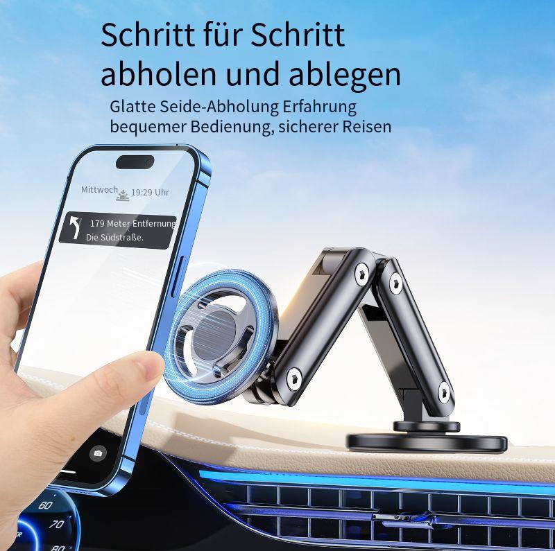 Magsafe Auto Handyhalterung 2025 – Magnetisch, drehbar & faltbar, aus Aluminium, selbstklebende Montage