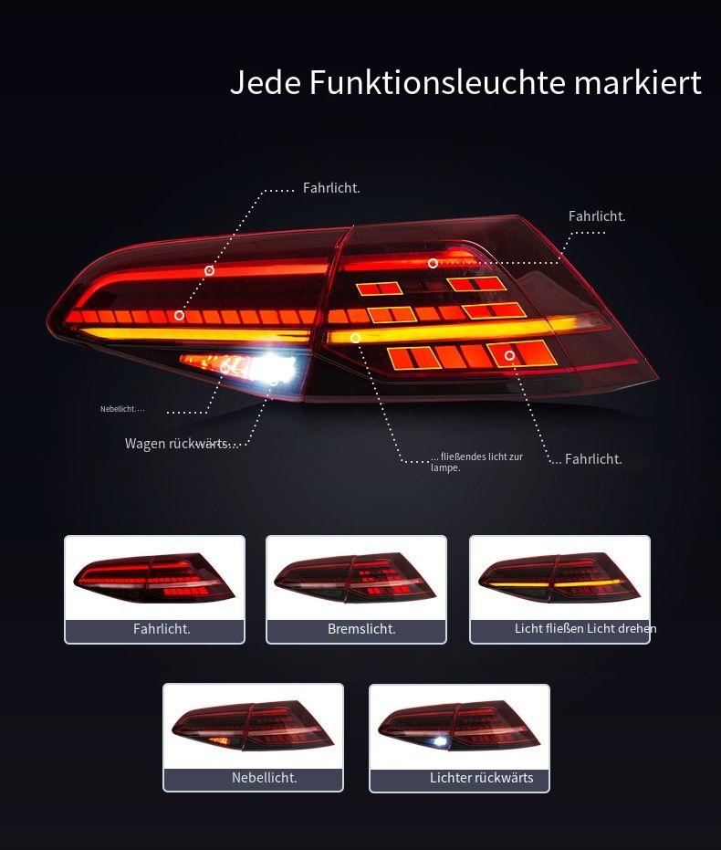 LED Rückleuchten-Set für VW Golf 7 (2014–2020) – Dynamischer Blinker & Bremslicht – Tuning Heckleuchten im OEM-Stil