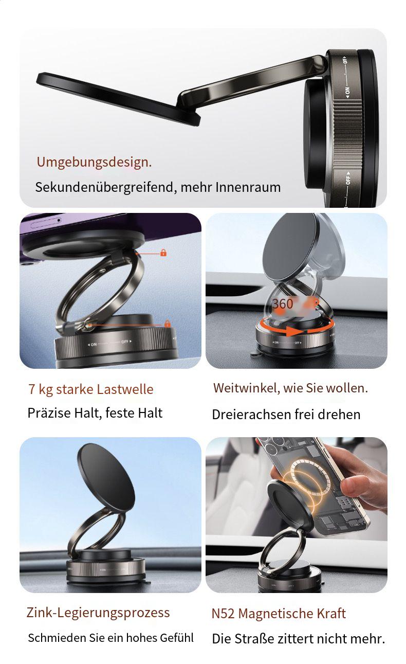 2025 Magnetische Handyhalterung Auto – Magsafe-kompatibel mit Vakuumsaugnapf & kabelloser Ladefunktion, Universal für iPhone & Android