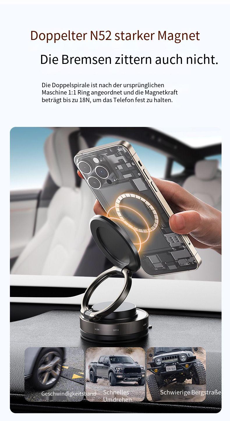 2025 Magnetische Handyhalterung Auto – Magsafe-kompatibel mit Vakuumsaugnapf & kabelloser Ladefunktion, Universal für iPhone & Android