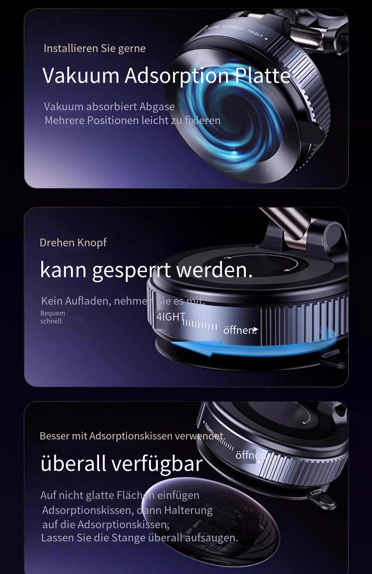Magnetische Handyhalterung fürs Auto – Magsafe-kompatibel, drehbar & faltbar, starker Vakuumsauger, rückstandsfrei, Epoxidharz-Design