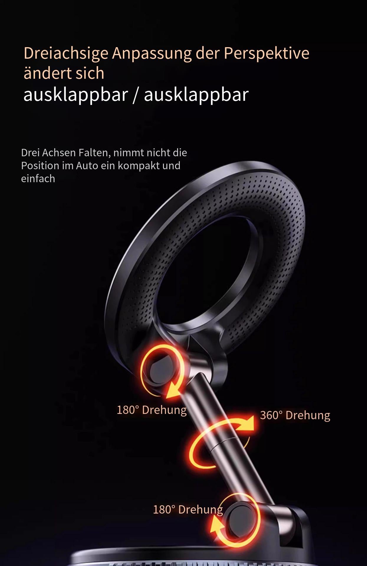 Magnetische Handyhalterung fürs Auto – Magsafe-kompatibel, drehbar & faltbar, starker Vakuumsauger, rückstandsfrei, Epoxidharz-Design