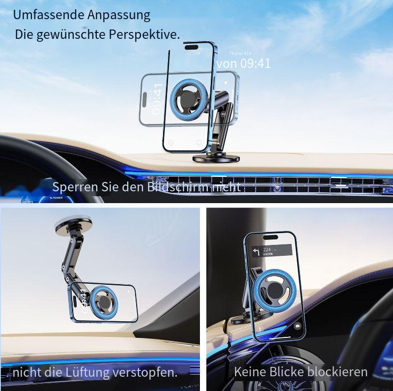 Magsafe Auto Handyhalterung 2025 – Magnetisch, drehbar & faltbar, aus Aluminium, selbstklebende Montage